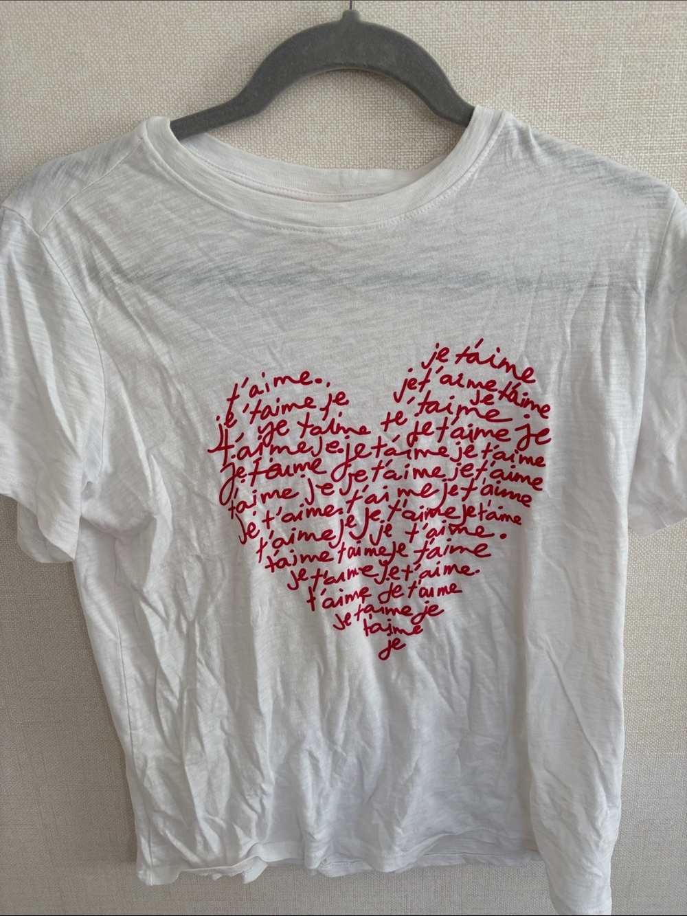 cinq a sept White Tee with Red Script Heart